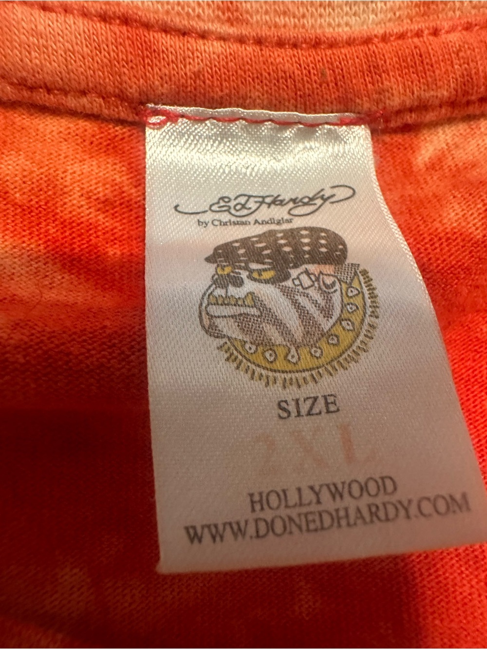 Ed Hardy Red Tie Dyed Panther and Skull T Shirt Size 2XL - Picture 5 of 5